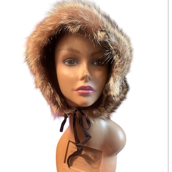 Vtg Marshal Field & Company Hat Bars Genuine Fox Fur string closure - Picture 8 of 10